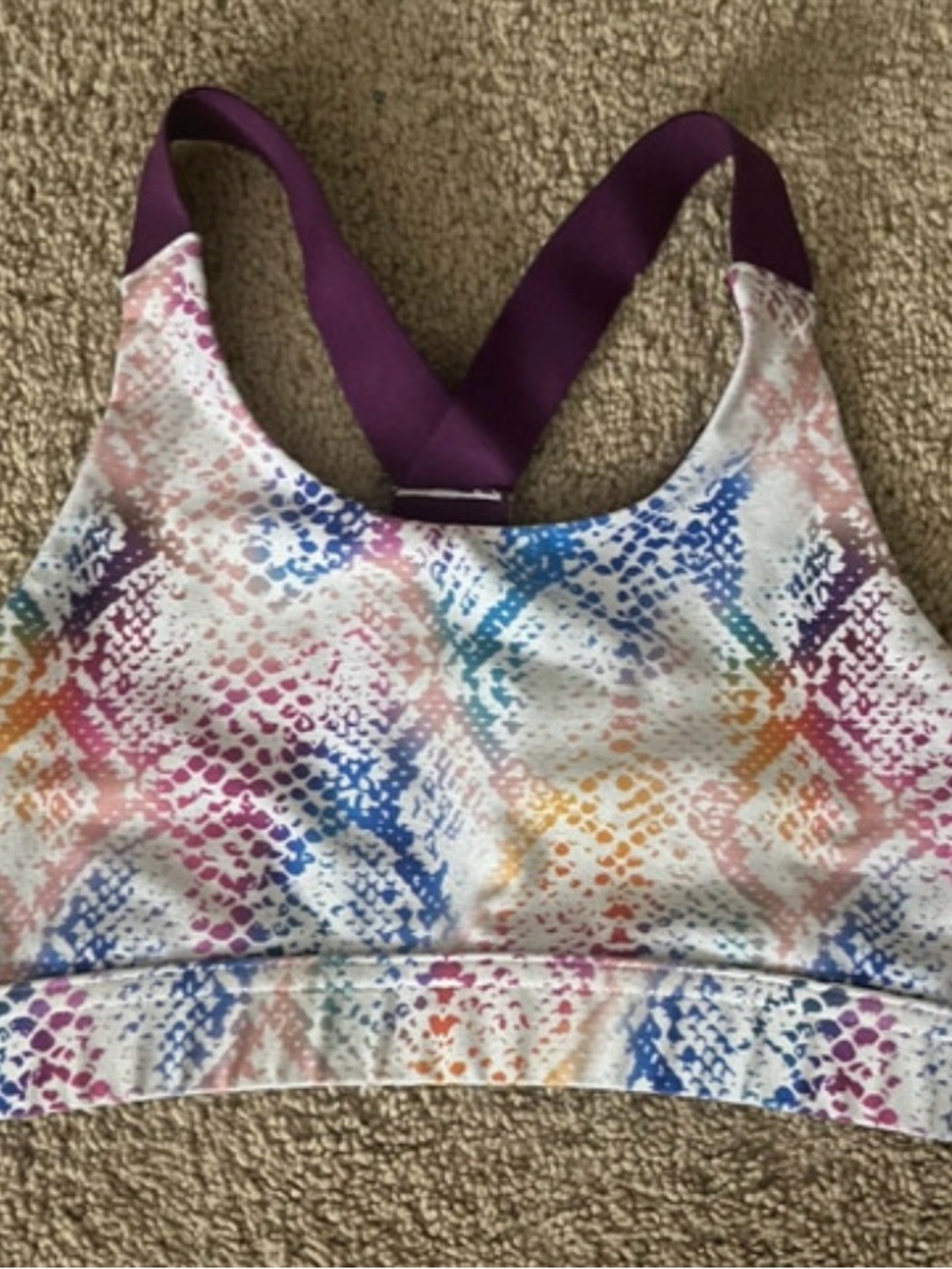 DSG Multicolor Snake-Print Swim Top with Purple Straps